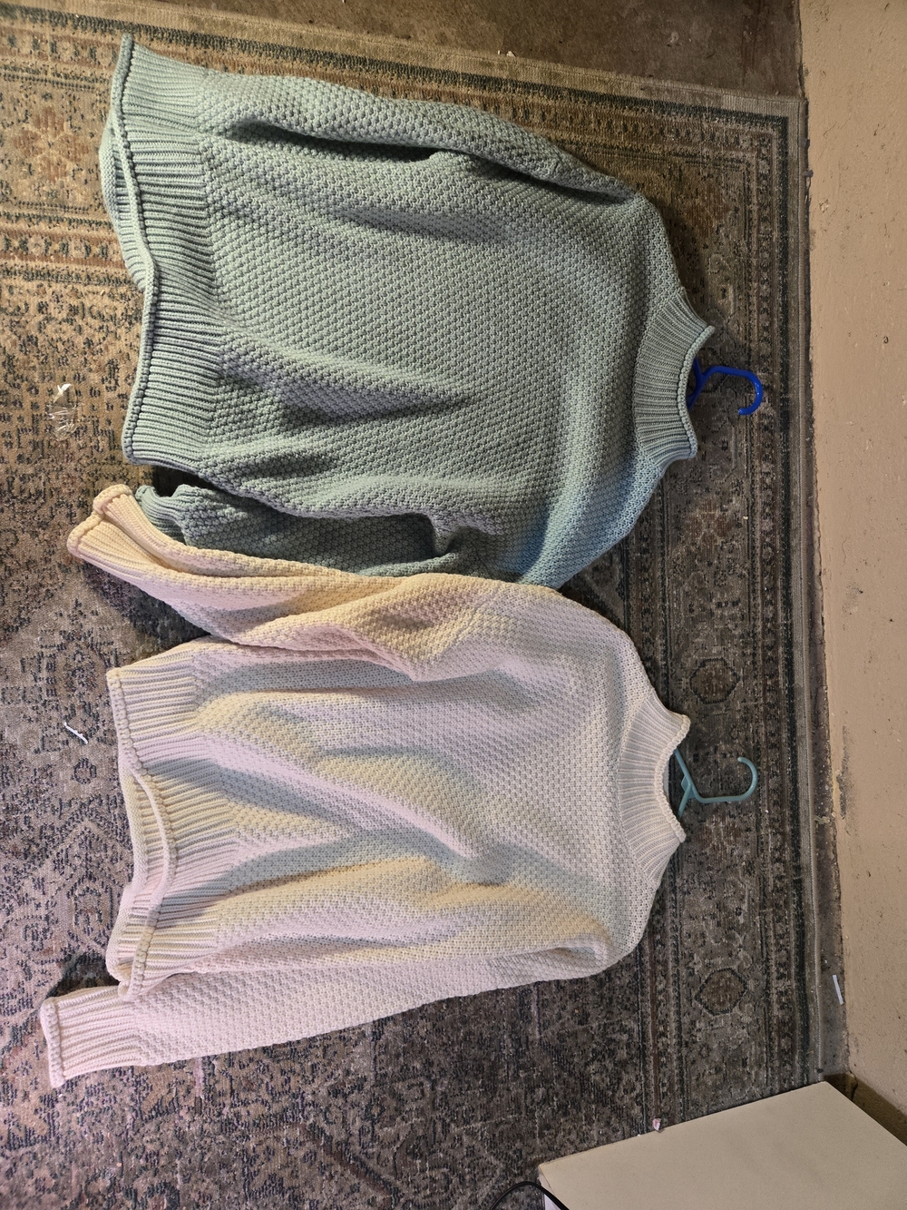 Lot Of 2 Zesica Knit Sweaters Blue And White L Turtle Neck